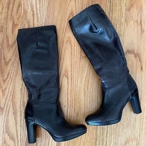 Dark Brown Leather Knee High Boots Nine West Size 5